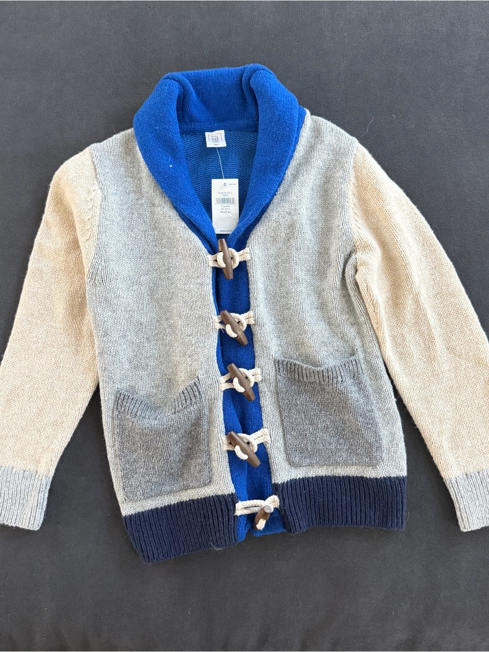 GAP Toggle Cardigan in Blue, Gray & Cream
